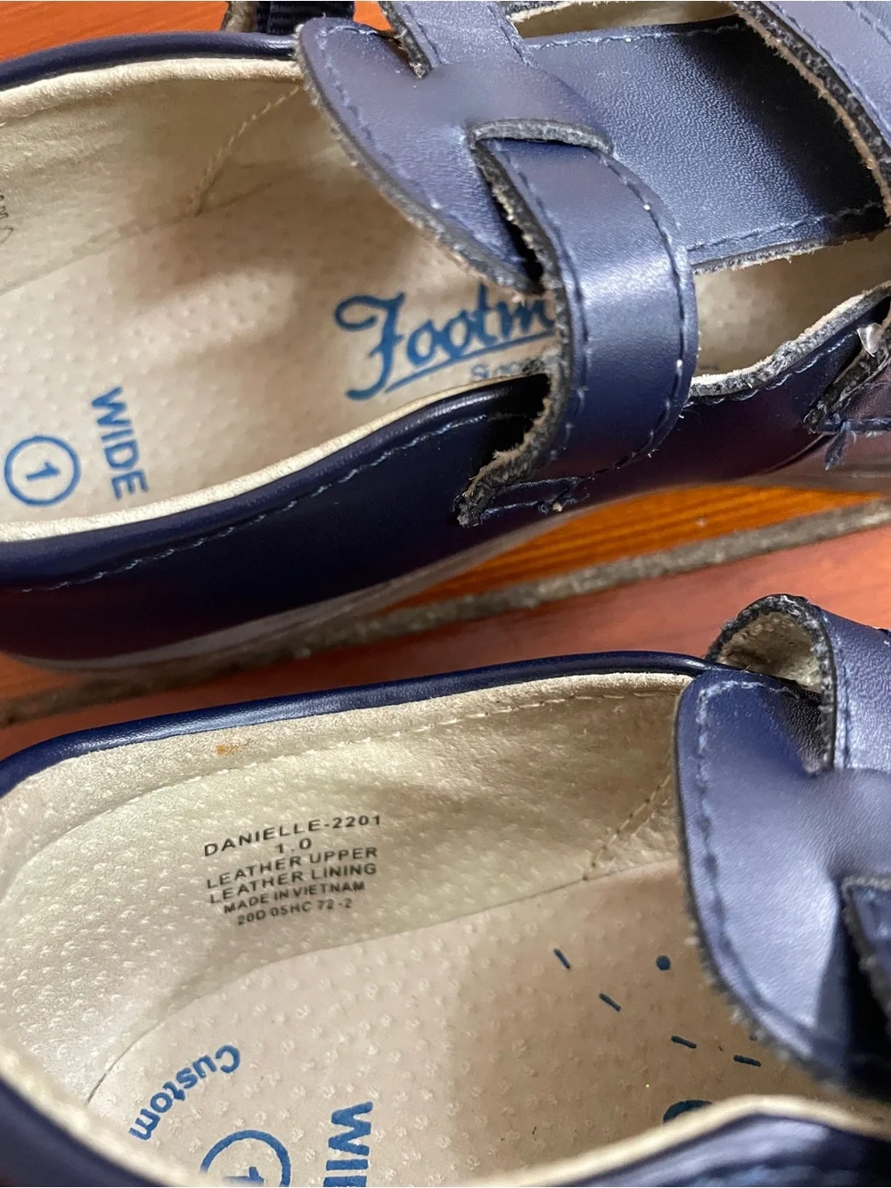 Footmates Danielle Navy Double Strap Mary Jane Shoes Size Girls 1 Wide 💛🎀